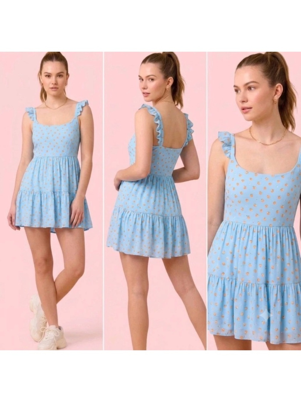 Blogilates NWT Ballerina Ruffle Dress Shorts Blue Citrus Athletic Mini Dress XL